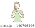 目を閉じる表情の男性 140796396