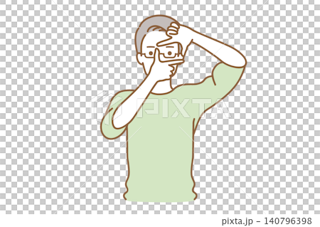 Woman posing peeking through hands 140796398