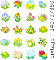 色とりどりの植物を集めた癒しのイラストセットです。 140797350