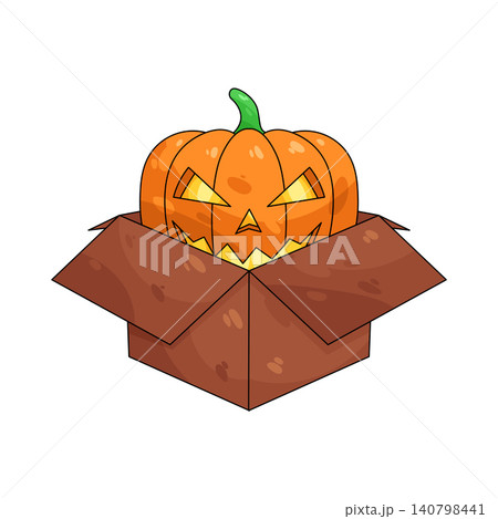 Illustration of box with pumpkin head Illustration of box with pumpkin head 140798441