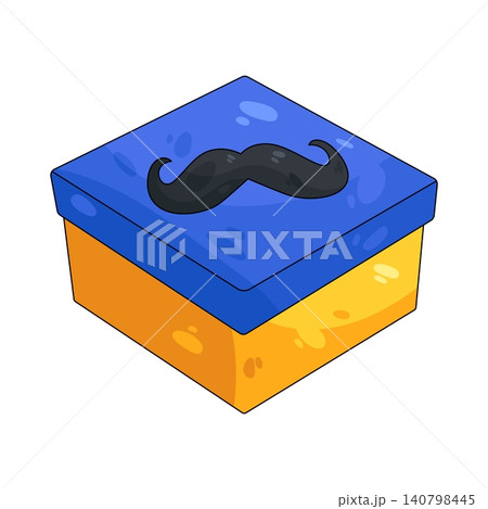 Illustration of gift box with mustache Illustration of gift box with mustache 140798445