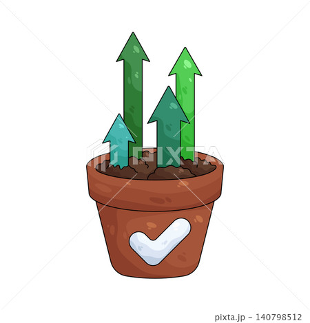 Illustration of growth arrow sprouting from a pot Illustration of growth arrow sprouting from a pot 140798512