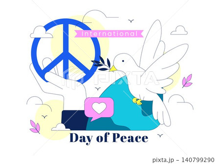 International Day of Peace Vector Illustration Featuring Peace Dove, Global Unity, Love, World Cooperation, Human Rights and Peace Awareness Campaign International Day of Peace Vector Illustration Featuring Peace Dove, Global Unity, Love, World Cooperation, Human Rights and Peace Awareness Campaign 140799290