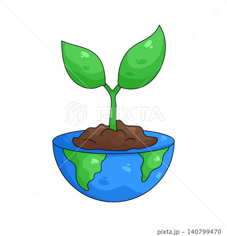 Illustration of plant growing from the earth Illustration of plant growing from the earth 140799470