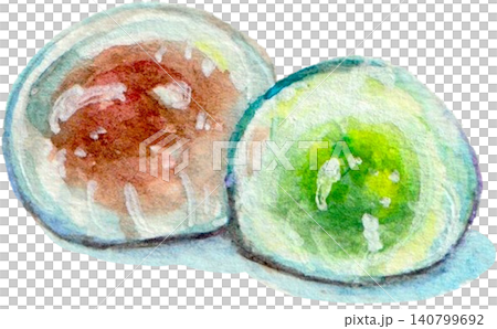 水彩で描いた水饅頭 水彩で描いた水饅頭 140799692