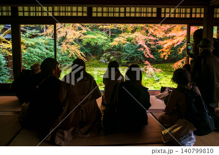 Japanese people view colorful autumn garden at Ruriko-in Temple, Kyoto Japanese people view colorful autumn garden at Ruriko-in Temple, Kyoto 140799810