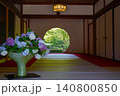 鎌倉明月院の悟りの窓と紫陽花 140800850