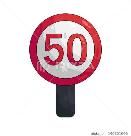 Illustration of speed limit sign 140801066