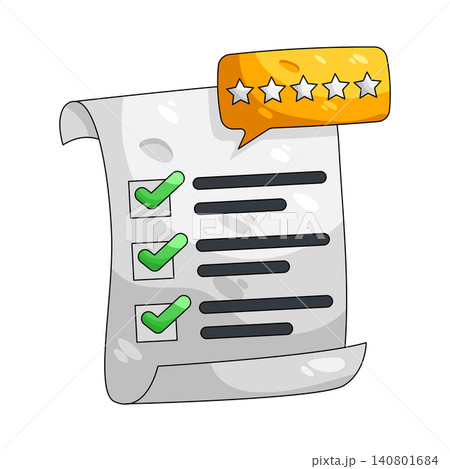 Illustration of exam paper with five star rating   140801684