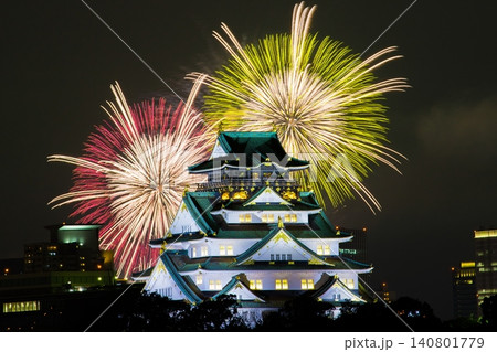大阪城 花火 大阪城 花火 140801779