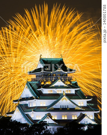 大阪城 花火 大阪城 花火 140801788