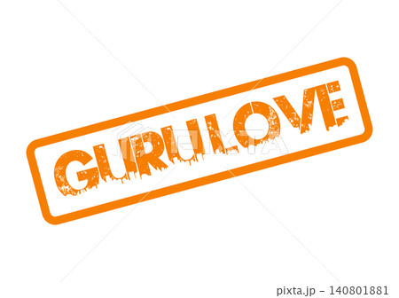 Authentic Guru Love distressed rubber stamp with a textured orange border for spiritual appreciation Authentic Guru Love distressed rubber stamp with a textured orange border for spiritual appreciation 140801881