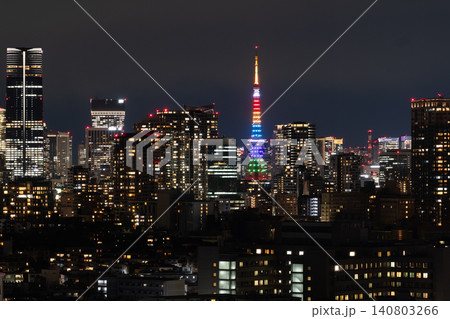 東京タワー夜の都心の夜景 東京タワー夜の都心の夜景 140803266