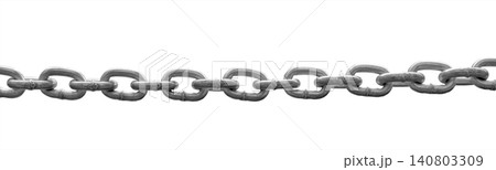 Industrial metallic chain with welded links isolated on white Industrial metallic chain with welded links isolated on white 140803309