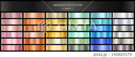 A set of colored metal gradients. A collection of vector shiny holograms and metallic gradients for decoration. 140803379