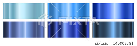 A set of metallic blue gradients on a black background. A collection of eight shades of gold. A set of metallic blue gradients on a black background. A collection of eight shades of gold. 140803381