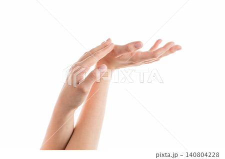 Young woman hands showing elegance isolated on white background Young woman hands showing elegance isolated on white background 140804228