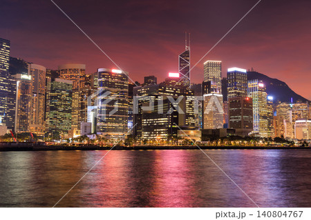 Skyline view across Victoria Harbour with skyscrapers Skyline view across Victoria Harbour with skyscrapers 140804767