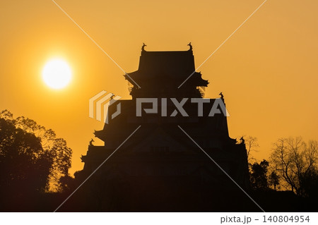大阪城　夕陽 140804954