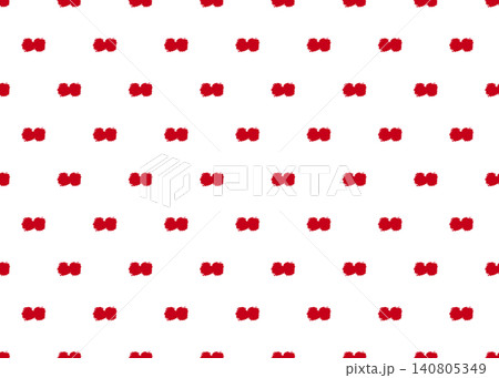 手描きブラシのダブルドット柄〈レッド〉赤いシームレス背景素材 140805349