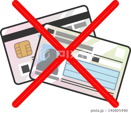 マイナンバーカード表裏のエラー表示アイコン トラブル・無効を表すベクターイラスト 日本の公的身分証 マイナンバーカード表裏のエラー表示アイコン トラブル・無効を表すベクターイラスト 日本の公的身分証 140805490