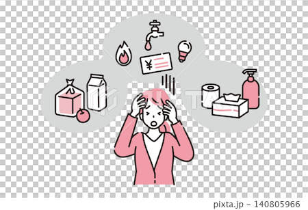 Women struggling with rising prices Women struggling with rising prices 140805966