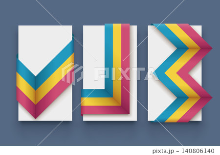 Colorful folded ribbon banner templates in set Colorful folded ribbon banner templates in set 140806140