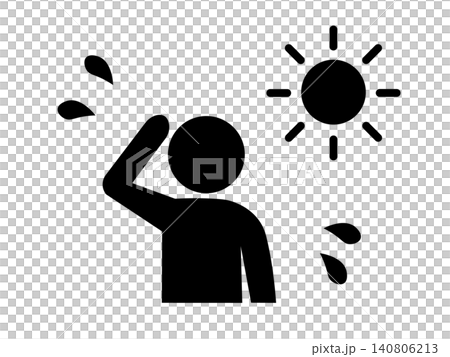 Warning sign icon to alert people to the risk of heatstroke Warning sign icon to alert people to the risk of heatstroke 140806213