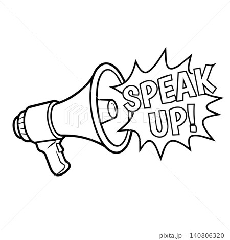 Megaphone with Speak Up Text in Comic Speech Bubble Line Art Vector Megaphone with Speak Up Text in Comic Speech Bubble Line Art Vector 140806320