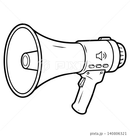 Handheld Megaphone Loudspeaker Line Art Vector Illustration Handheld Megaphone Loudspeaker Line Art Vector Illustration 140806321
