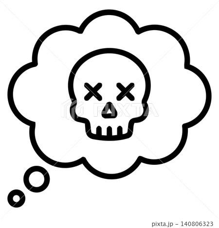 Skull and crossbones in speech bubbles for danger warning and toxic alert, minimalist line art icons set. Skull and crossbones in speech bubbles for danger warning and toxic alert, minimalist line art icons set. 140806323
