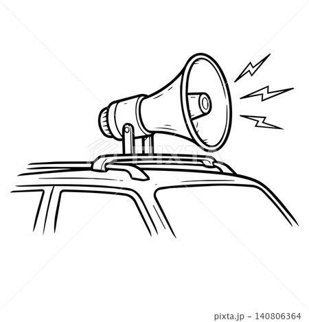 Megaphone Mounted on Car Roof Mobile Broadcasting Line Art Vector Megaphone Mounted on Car Roof Mobile Broadcasting Line Art Vector 140806364