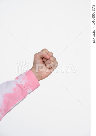 Clenched fist hand gesture isolated on white background Clenched fist hand gesture isolated on white background 140806878