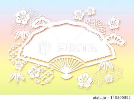 和柄の背景 切り絵風 和柄の背景 切り絵風 140806895