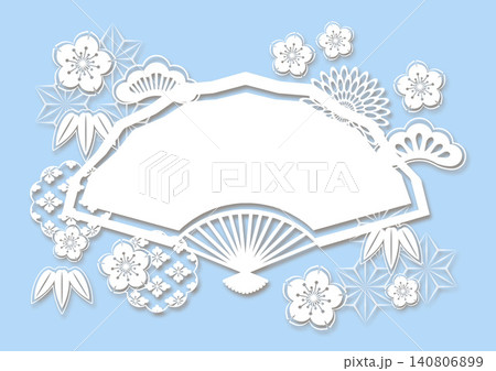 和柄の背景  切り絵風 140806899
