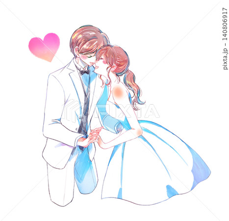 向かい合う新郎新婦 140806917