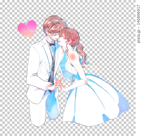 向かい合う新郎新婦 140806917