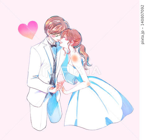 向かい合う新郎新婦 向かい合う新郎新婦 140807092