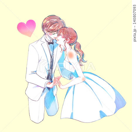 向かい合う新郎新婦 向かい合う新郎新婦 140807093