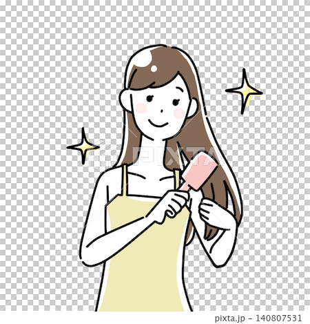 一個女人梳頭的插圖 140807531