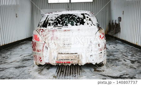 car covered in foam during wash process, car covered in foam during wash process, 140807737