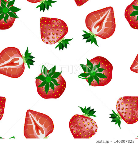 Forest berries, strawberries isolated on white background. Seamless floral pattern-201. 140807828