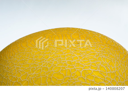 part of golden cantalope on white background in narrow focus and bury some part of surface of it part of golden cantalope on white background in narrow focus and bury some part of surface of it 140808207