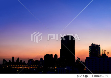silhouette cityscape in twilight time with colorful sky silhouette cityscape in twilight time with colorful sky 140808229