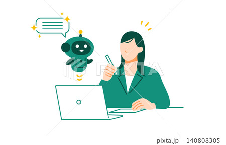 AIを活用してリスキリングに取り組むビジネスウーマン|デジタル学習・キャリアアップAIを活用してリス AIを活用してリスキリングに取り組むビジネスウーマン|デジタル学習・キャリアアップAIを活用してリス 140808305