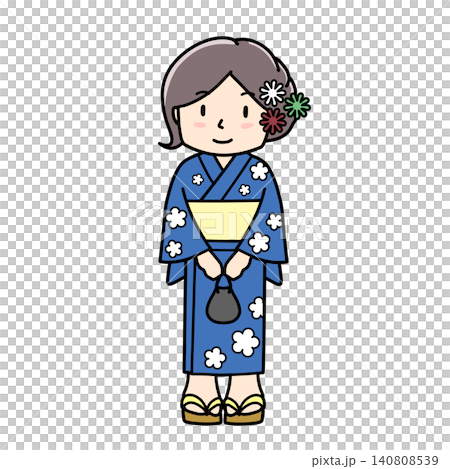 Illustration of a woman in a yukata Illustration of a woman in a yukata 140808539