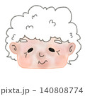 微笑むシニアの顔の手書きイラスト 穏やかな老後・祖父・祖母の可愛いアイコン素材 140808774
