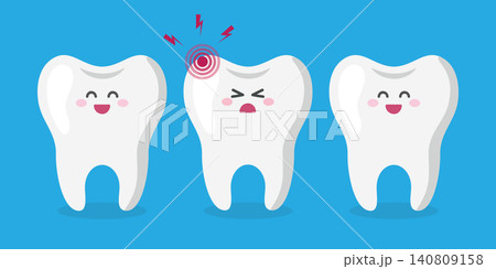cute tooth characters happy tooth and toothache vector illustration cute tooth characters happy tooth and toothache vector illustration 140809158