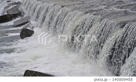 河川の氾濫・増水 溢水 越水 A river overflows 河川の氾濫・増水 溢水 越水 A river overflows 140809488