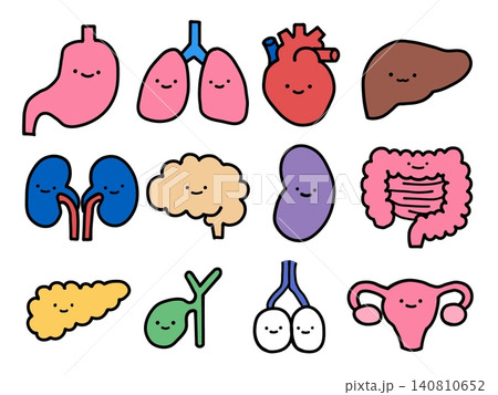 かわいい表情付き臓器キャラクターセットのイラスト かわいい表情付き臓器キャラクターセットのイラスト 140810652